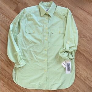 NWT Vintage Josephine Mint Green Top Blouse Deadstock 90’s shoulder pads utility